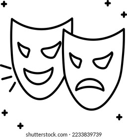 Theater mask  hand drawn icon vector design