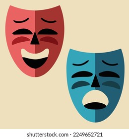 Theater mask happy and sad illustration