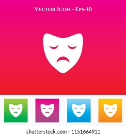 Theater Mask Icon in Colored Square box. eps-10