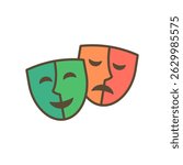 Theater mask icon. Comedy, drama, tragedy symbol. Masquerade, Comic and tragic mask icon. Vector