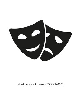 The theater and  mask icon. Drama, comedy, tragedy symbol. Flat Vector illustration