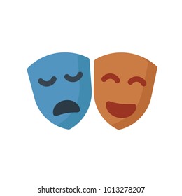 theater mask icon flat