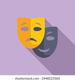 Theater mask icon flat vector. Mental busy coping skills. Advice help work