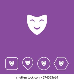 Theater Mask Icon on Flat UI Colors with Different Shapes. Eps-10.