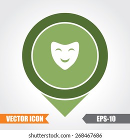 Theater Mask Icon On Map Pointer. Eps.-10.