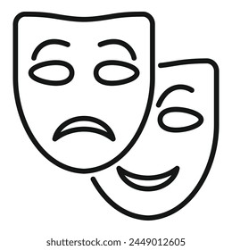 Theater mask icon outline vector. Mental busy coping skills. Advice help work