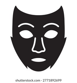 Theater mask icon representing emotion with silhouette illustration performance thespian entertainment expression artistic cultural minimalist representatio