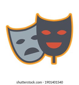 Theater mask icon or sign, abstract vector illustration