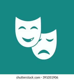 Theater Mask Icon Or Sign, Vector Illustration