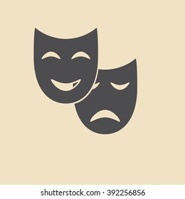 Theater mask icon or sign, vector illustration