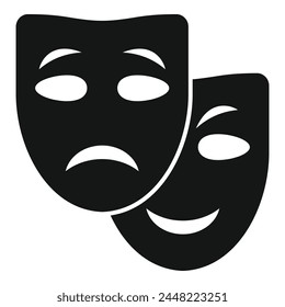 Icono de máscara de teatro Vector simple. Habilidades mentales de afrontamiento. Asesoramiento y trabajo de ayuda