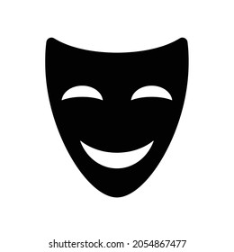 Theater Mask Icon, Smile Face Icon Vector Design Template. 