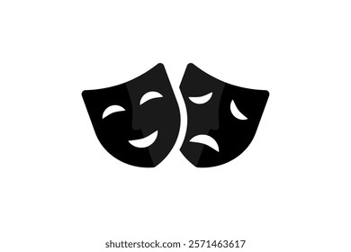 Theater mask icon. Vector illustration, flat design. Comic and tragic mask icon