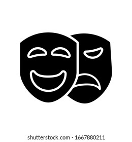 Theater mask icon,vector illustration. Flat design style. vector theater mask icon illustration isolated on White background, theater mask icon Eps10. theater mask icons graphic design vector symbols.