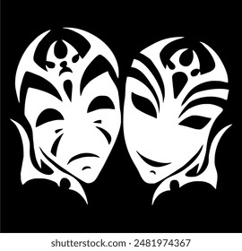 THEATER MASK ILLUSTRATION VECTOR LOGO