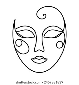Theatermaske Eine Linie Durchgehende Linie Kunst