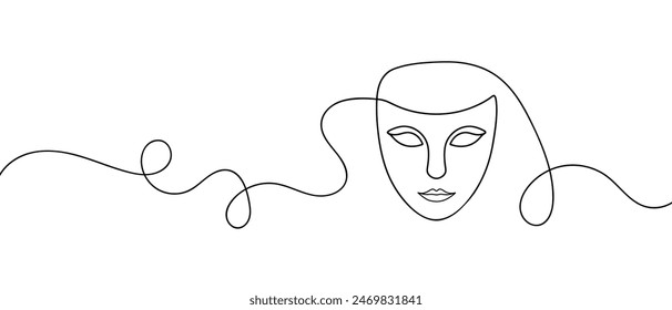 theater mask one line continuous line art