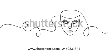 theater mask one line continuous line art
