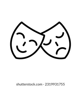 Theater Mask Outline Icon Vector Illustration