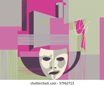theater mask with smiling and sad expression