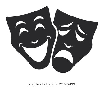 theater mask symbols vector set, sad and happy concept