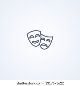 Theater mask, vector best gray line icon on white background, EPS 10