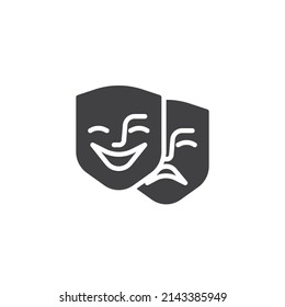 Theater mask vector icon. filled flat sign for mobile concept and web design. Happy and sad masks glyph icon. Symbol, logo illustration. Vector graphics