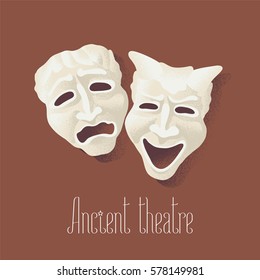 Theater masks for ancient theater vector illustration. Comedy and tragedy pantomime