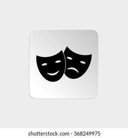 Theater masks  - black vector icon