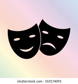 Theater masks -  black vector icon