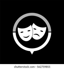 Theater masks  - black vector icon