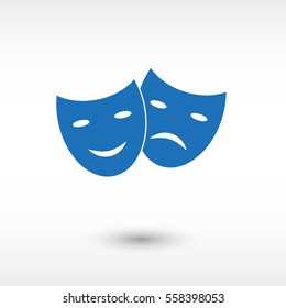 Theater masks  - blue vector icon