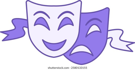 Theater Masks Color Icon. Vector Icon. Eye Cutouts. Smiling and Crying Mask. Brazilian Carnival Concept