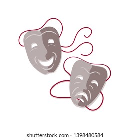 Theater masks. Comedy and tragedy,Theatrical masks vector illustration