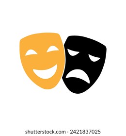 Theater masks. Comic and tragic mask icons. Stock Vector