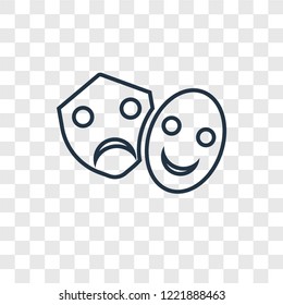 Theater masks concept vector linear icon isolated on transparent background, Theater masks concept transparency concept in outline style