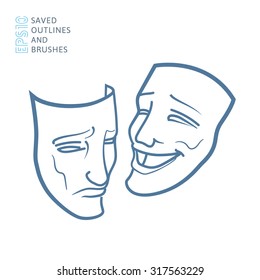 Theater masks, drama and comedy