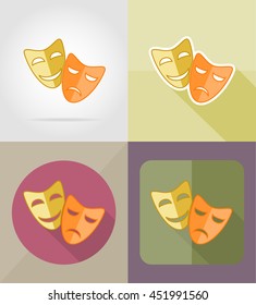 theater masks flat icons vector illustration isolated on background