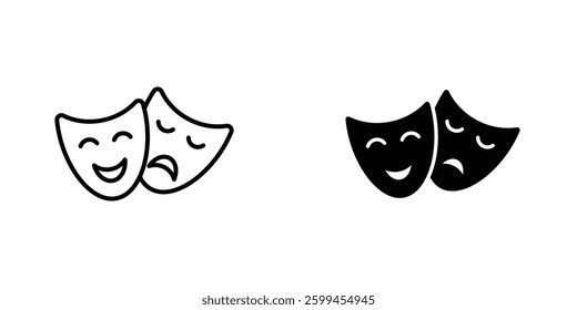Theater masks flat simple vector icons illustration set.