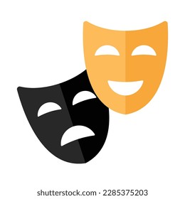 theater masks flat style happy and sad vector illustration	 logo icon