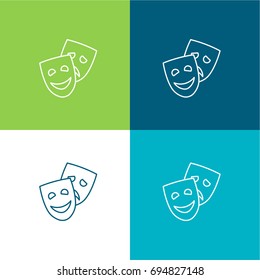 Theater Masks green and blue material color minimal icon or logo design