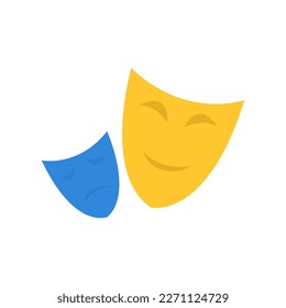 theater masks icon, comedy and drama, vector illustration