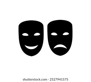 Icono de máscaras de teatro. Máscaras Comedia y tragedia teatro máscaras Vector diseño e ilustración.
