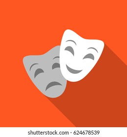 Theater masks icon in flate style isolated on white background. 