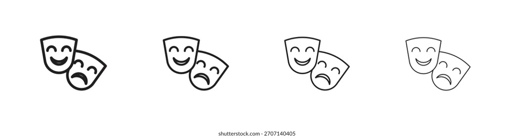 Icono de Vector lineal de máscaras de teatro en un estilo editable.