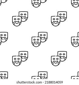 theater masks icon pattern. Seamless theater masks pattern on white background.