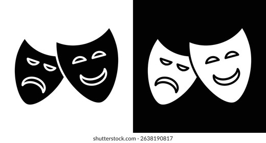 Theater masks icon in solid flat trendy design style.