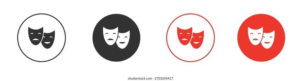 Theater masks icon solid pictogram. Vector isolated illustration