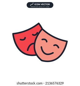 Theater masks icon symbol template for graphic and web design collection logo vector illustration