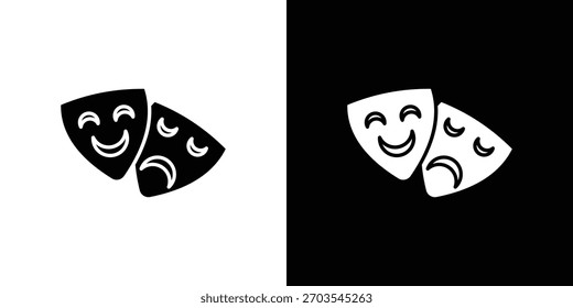 Theater masks icon. Vector illustration. Flat design.